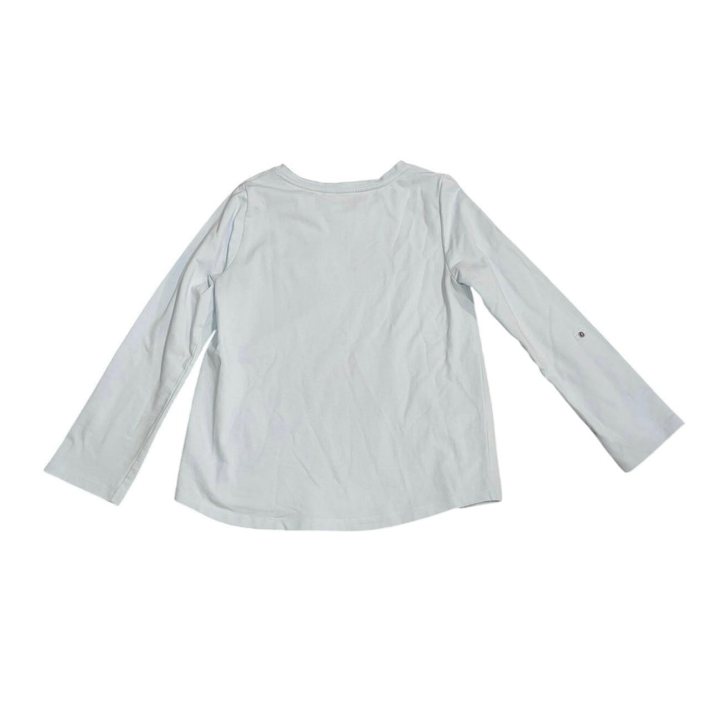 Chico's Women 3/4 Sleeve Cotton Light Blue Size 1 Medium Casual Pocket