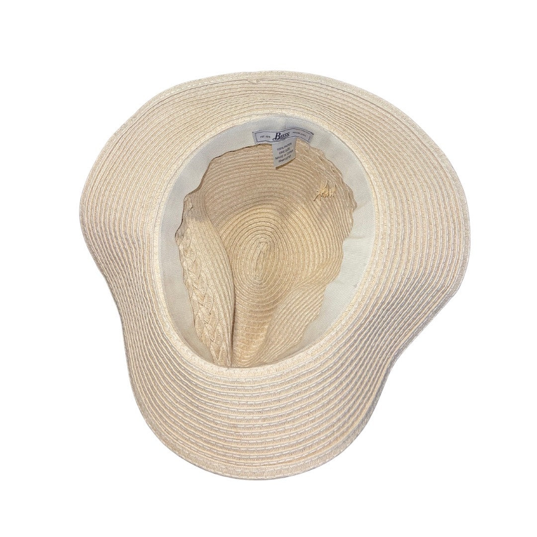 Bass Straw Style Hat 100% Paper Rope Band One Size Beach Vacation Sun Hat
