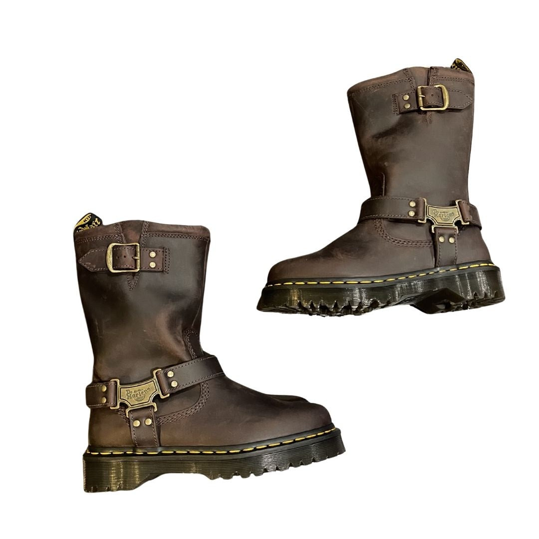 Dr. Martens Airwair Anistone Hi Leather Biker Boots Size Women 7 Motor Punk NWB