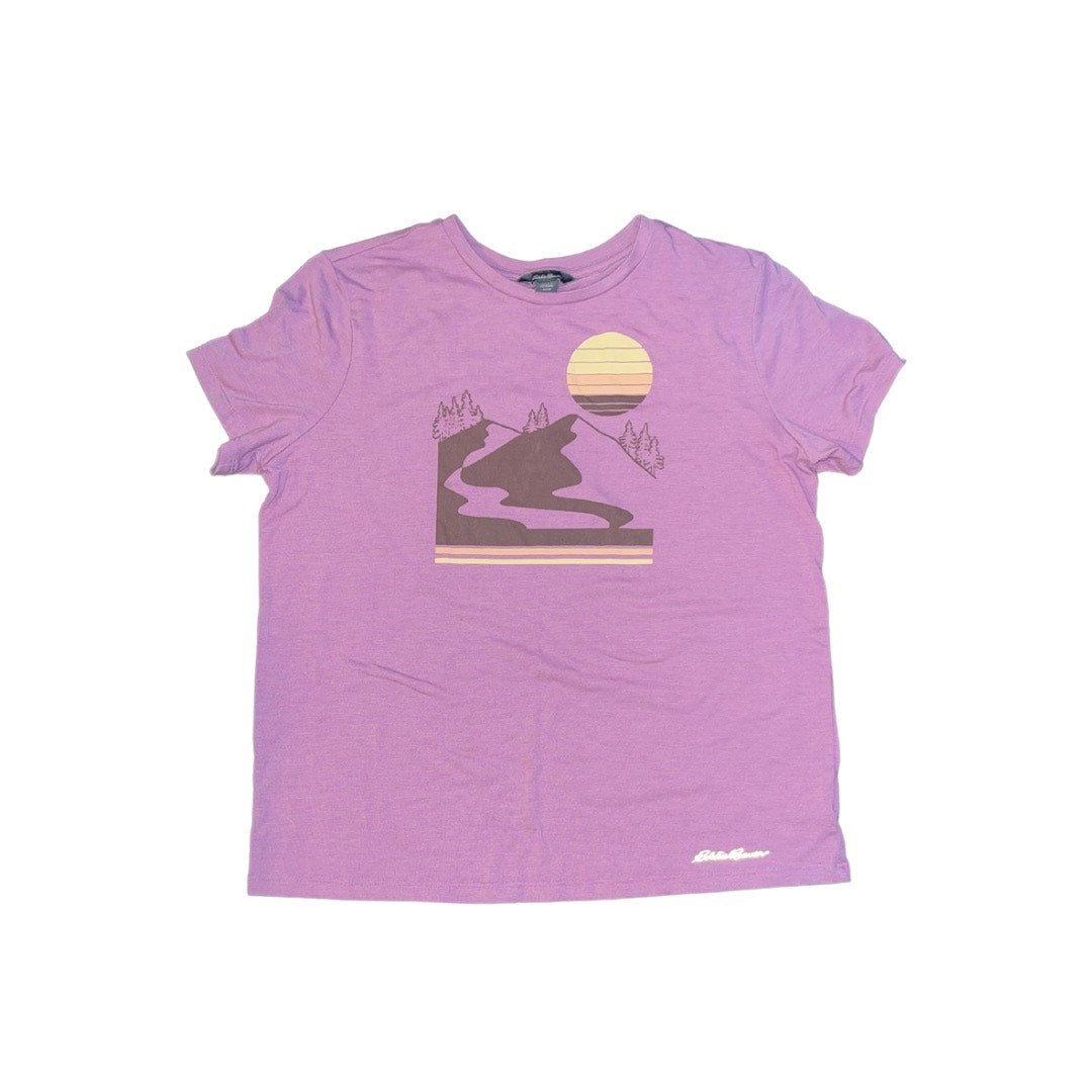 Eddie Bauer T-Shirt Retro Graphic Mountain Scene Outdoorsy Casual Size Small