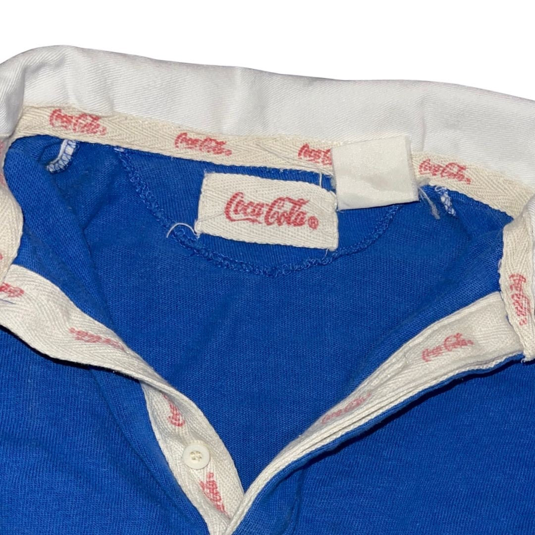 Vintage 80s 90s Coca Cola Rugby Shirt Long Sleeve Size S/M Polo Rare