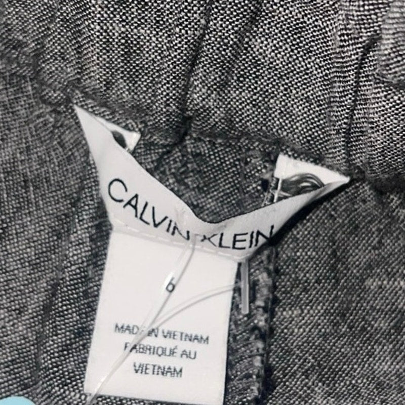 Calvin Klein Womens Gray Pull on Elastic Shorts Decoratie Tie Size 6 Linen Blend