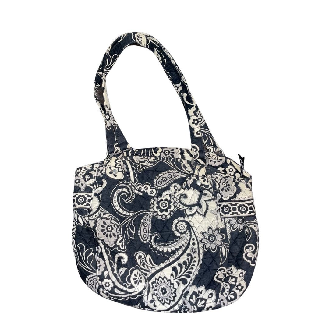 Vera Bradley Glenna Satchel Quilted White Black Paisley Shoulder Handbag Tote