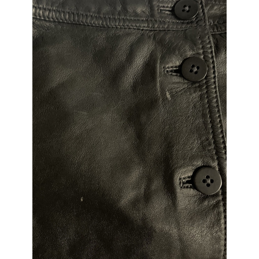 Madewell Leather Button Front Mini Skirt Size 0 High Waisted A-Line Classy Chic