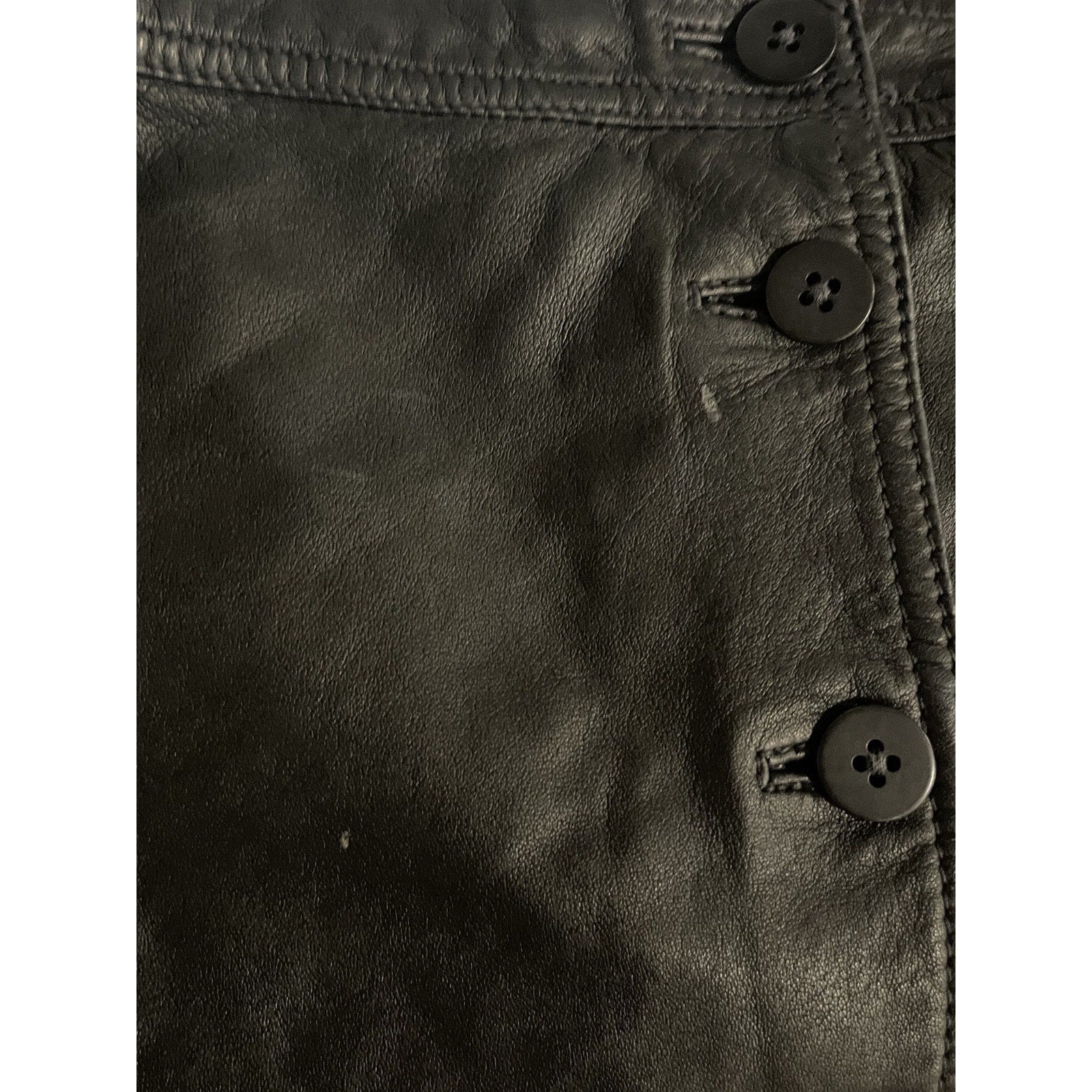 Madewell Leather Button Front Mini Skirt Size 0 High Waisted A-Line Classy Chic