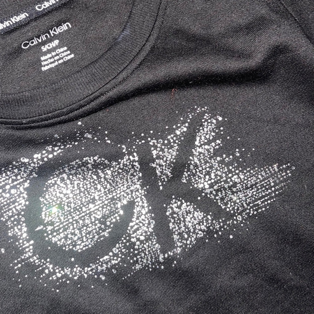 Calvin Klein Black Sparkle gem CK logo Long Sleeve Top Size Small