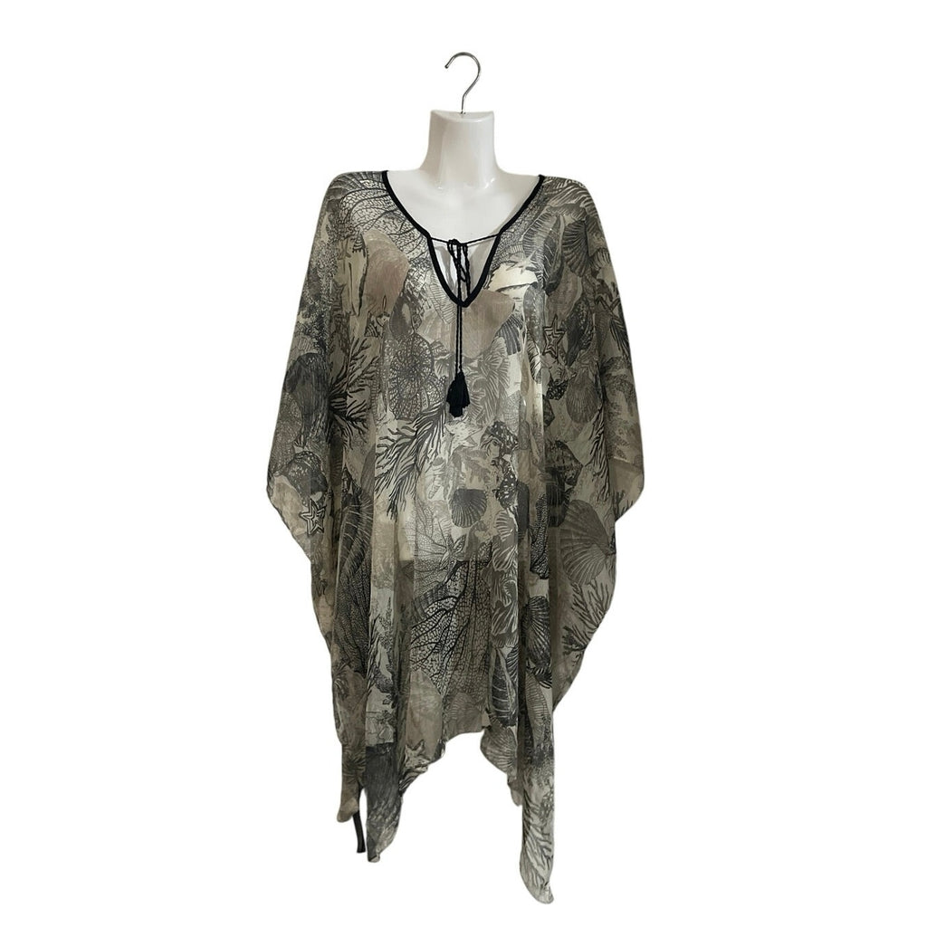 H&M Sheer Sea Graphic Print Poncho Cover Up One Size Beach Vacation Resort