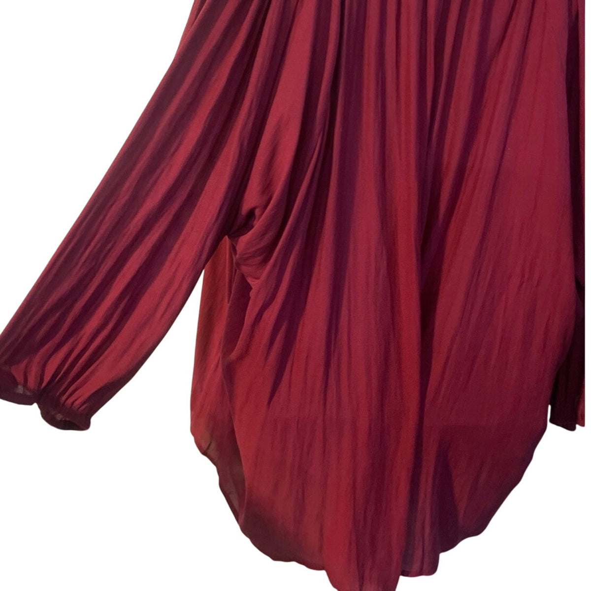 Simply Emma Burgundy Long Sleeve Flowy Blouse Plus SZ 1X Lagenlook Peasant
