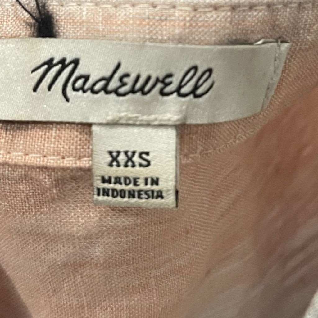 Madewell Linen Beachside Short Sleeve Boxy Blouse Ombre Stripe XXS Coastal Beach