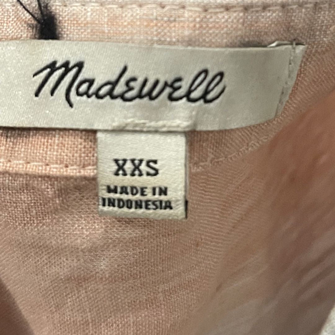 Madewell Linen Beachside Short Sleeve Boxy Blouse Ombre Stripe XXS Coastal Beach