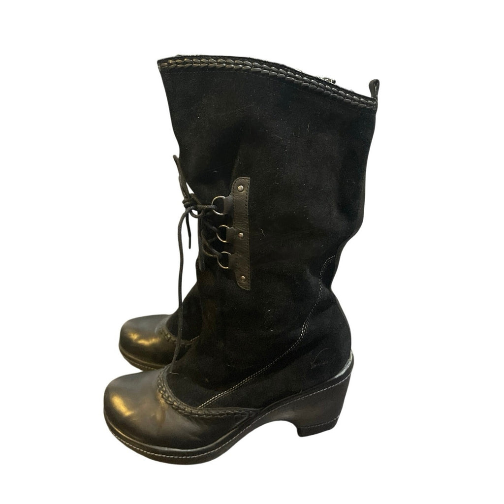 Jambu Riviera Wedge Suede Lace up Mid Calf Boots SZ 9 Vintage Boho Victorian