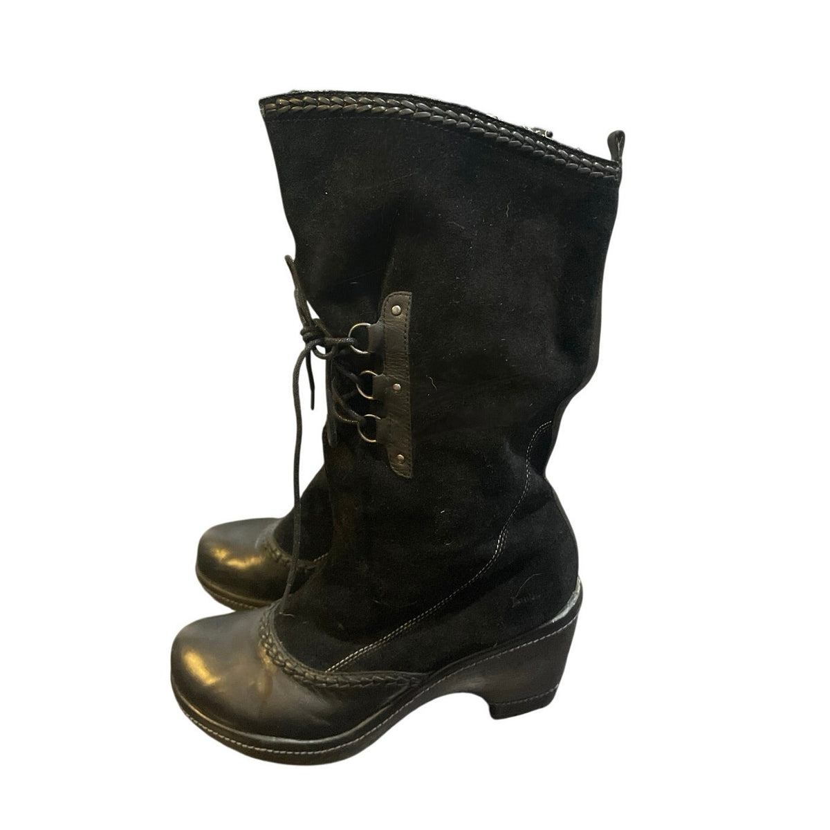 Jambu Riviera Wedge Suede Lace up Mid Calf Boots SZ 9 Vintage Boho Victorian