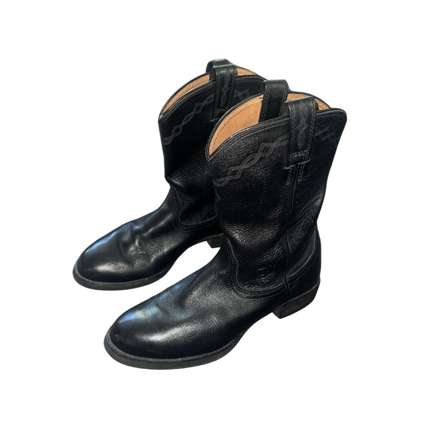 Ariat Mens Black Heritage Roper Grain Leather Western Cowboy Boots size 8.5
