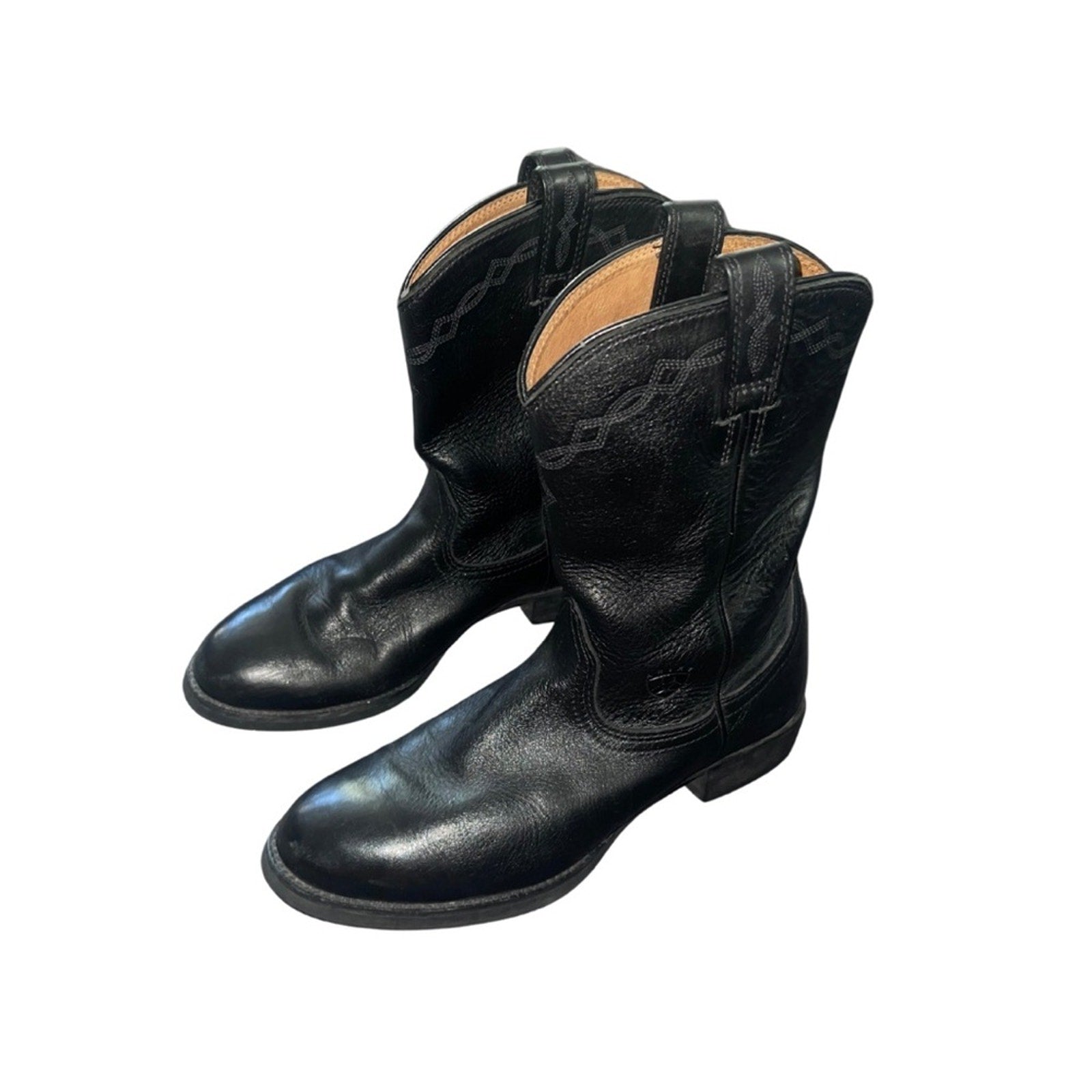 Ariat Mens Black Heritage Roper Grain Leather Western Cowboy Boots size 8.5