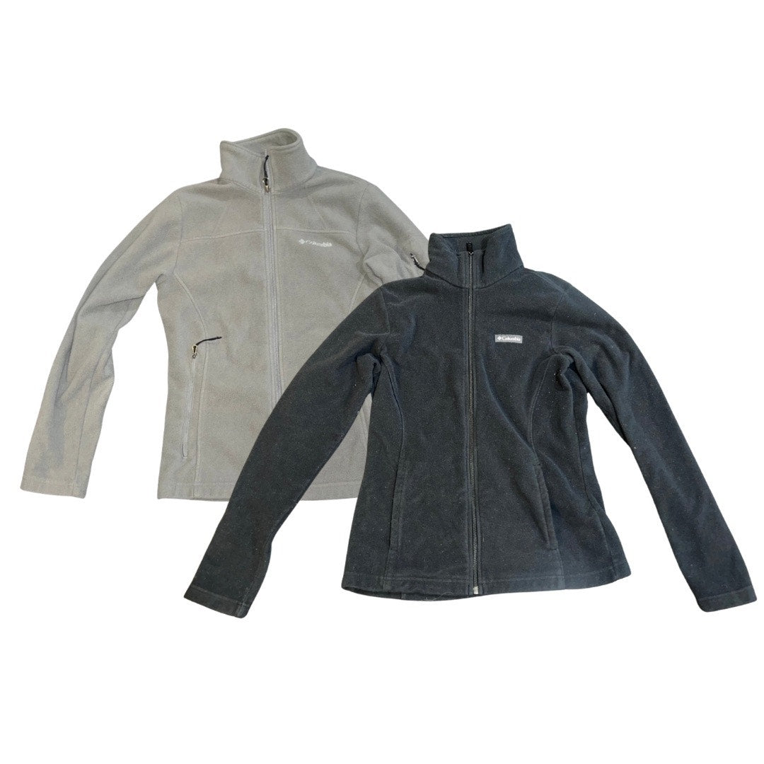 Columbia Bundle Gray Black Mock Neck Fleece Jacket Full Zip Small Lightweight