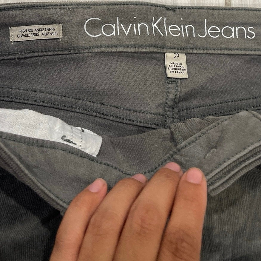 Calvin Klein Jeans Corduroy High Rise Skinny Ankle Pants SZ 29 Casual Streetwear