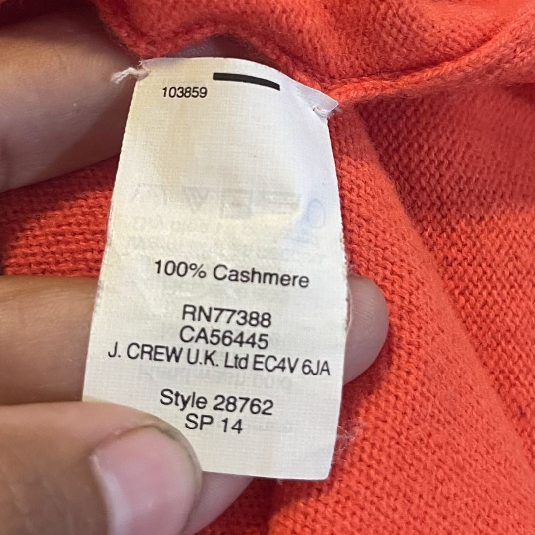 J. Crew Collection Italian Cashmere Orange Short Sleeve Blouse Size Small Chic