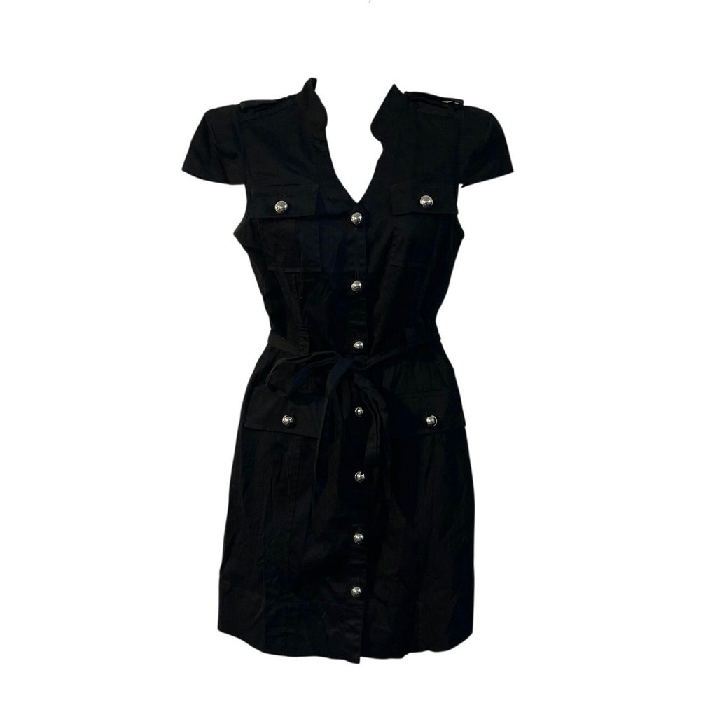 Express Cap Sleeve Button Down Utility Belted Dress SZ 0 Cargo Pockets Military