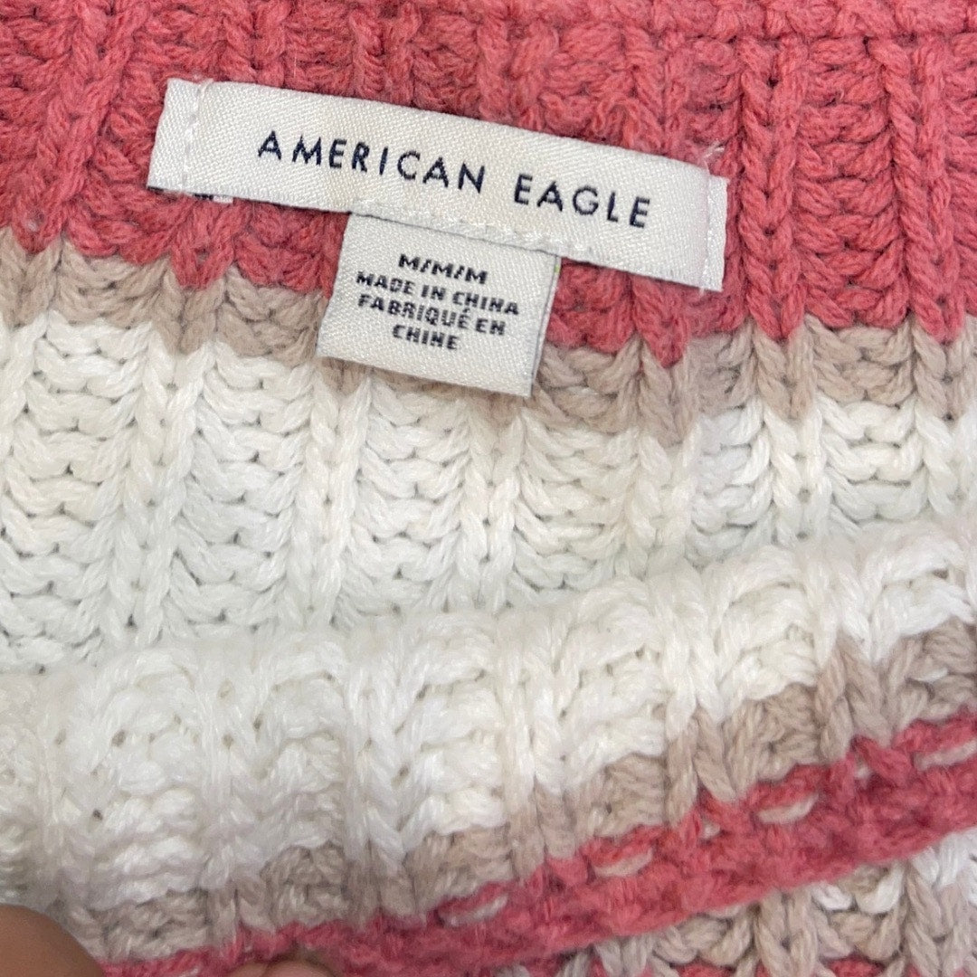 American Eagle Cropped Oversized Knit Sweater Size Medium Y2K Cozy Fall