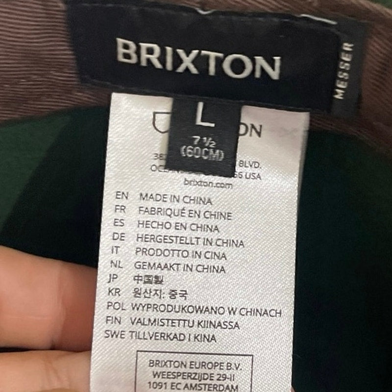 Brixton Messer Fedora Unisex Moss Felted Wool Hat Faux Leather Band SZ L NWT