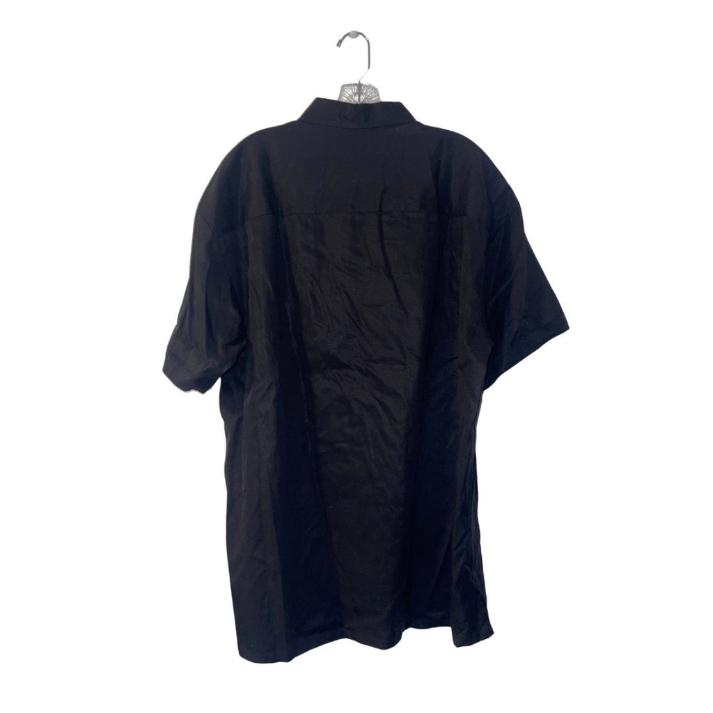 Nautica Short Sleeve Button up Collar Shirt Size XL Black Classic Dress Preppy