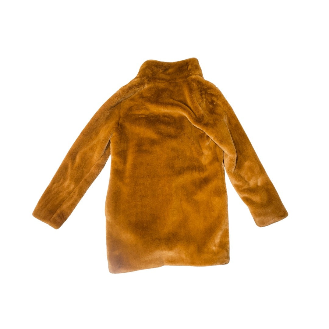 Calvin Klein Stand Collar Brown Faux Fur Coat Jacket - unique find Size XS
