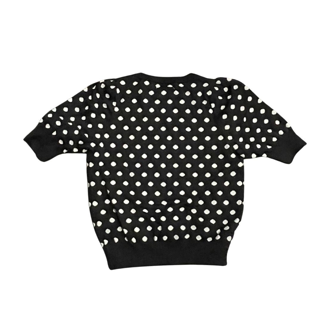 Philosophy Restyle Collection White Black Polka Dot Sweater Puffy Sleeve Top