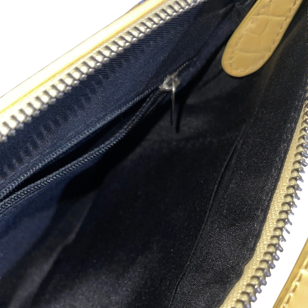 Yellow Patent Leather Shoulder Bag Y2K Era Retro Purse Faux Croc Print