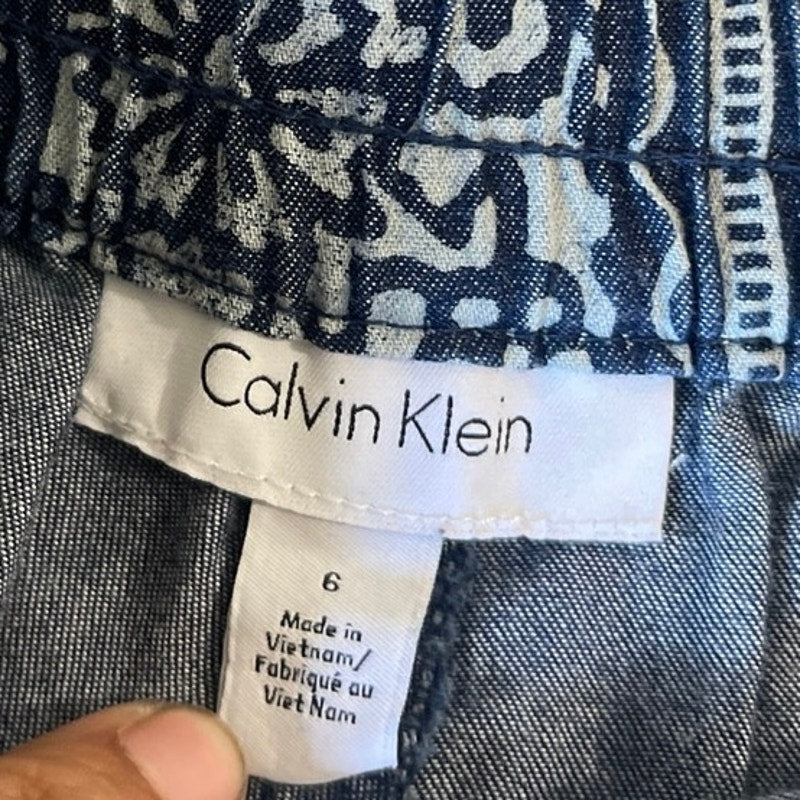 Calvin Klein Boho Floral Elastic Pull On Shorts SZ 6 Breezy Lightweight Pockets