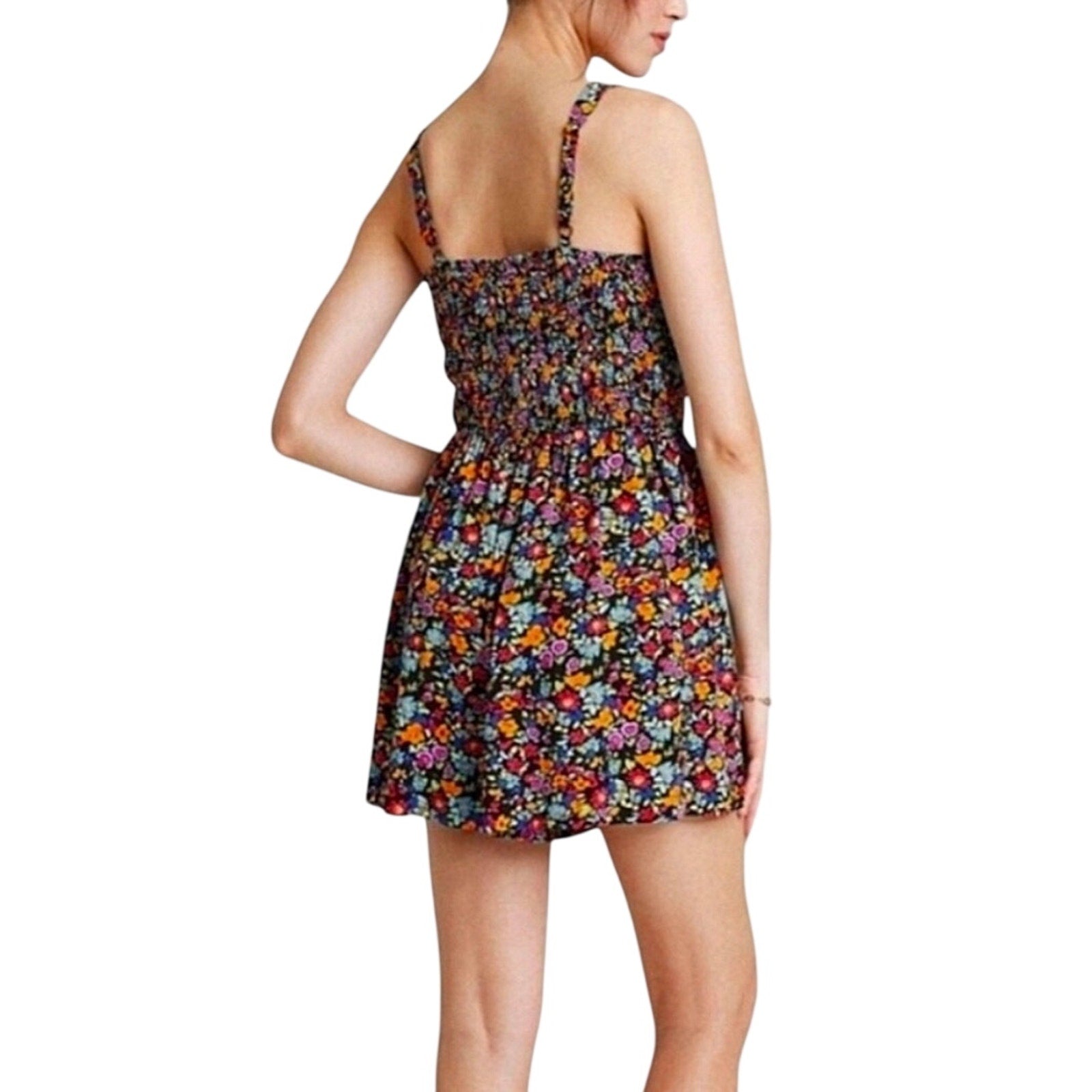 Wild Fable Multicolor Floral Smoked Tank Romper Shorts Large Artsy Garden Chic