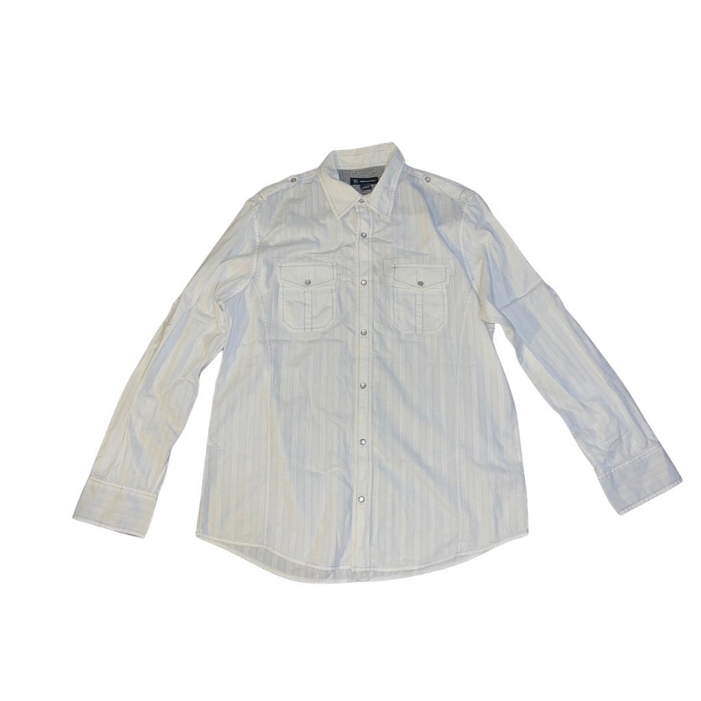 INC International Concepts Button Down Long Sleeve Shirt Snap Buttons Cotton