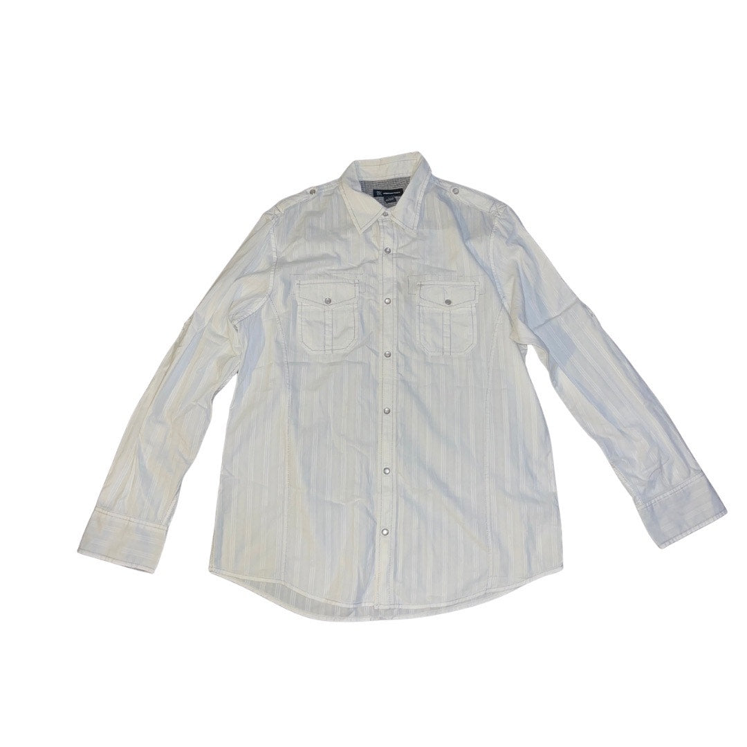 INC International Concepts Button Down Long Sleeve Shirt Snap Buttons Cotton