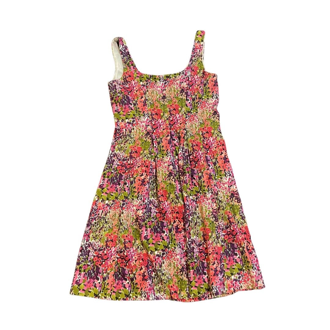 Nine West Sleeveless Floral Print Fit Flare Dress Pleated Skirt 2 Spring Brunch