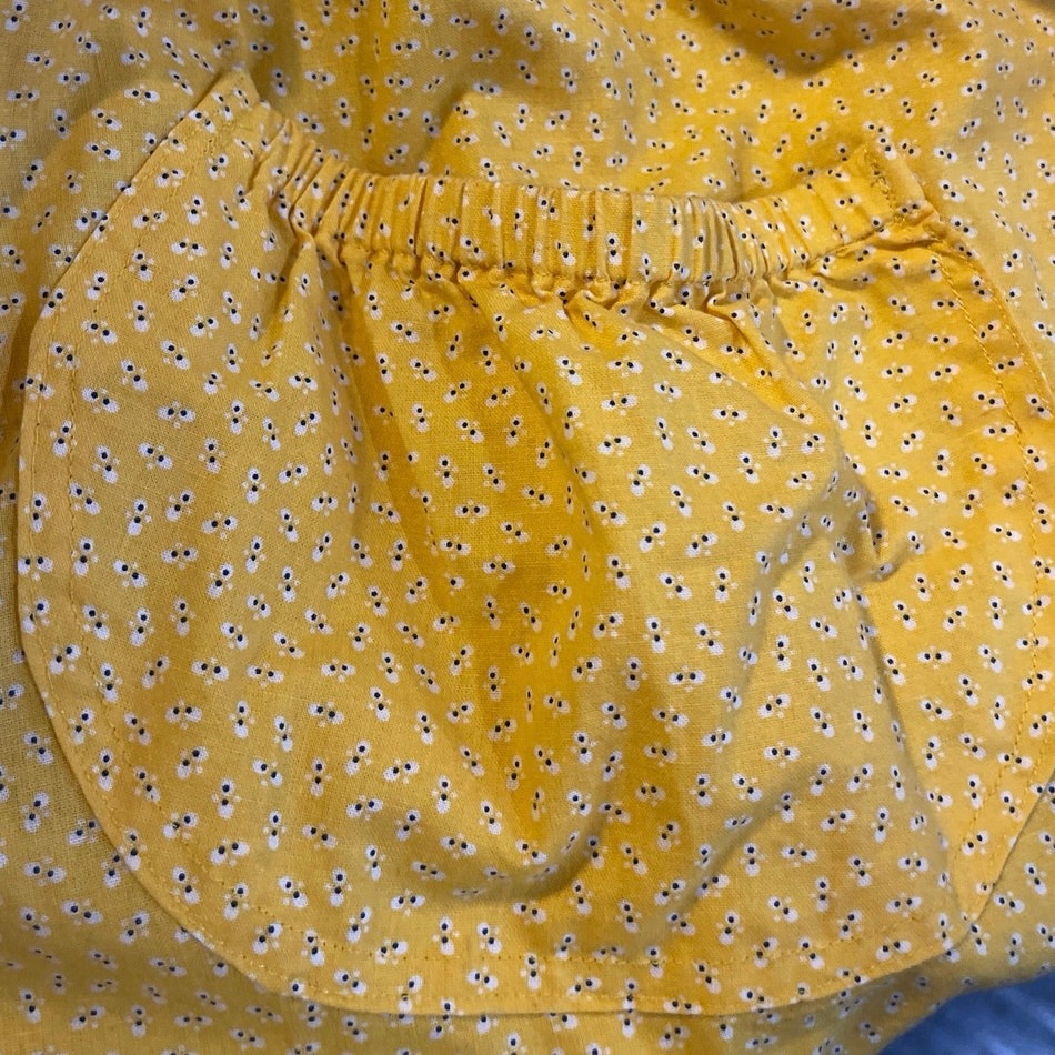 Yellow Cottagecore Apron Sundress Pockets Ruffle Hem Pinafores Utility Prairie