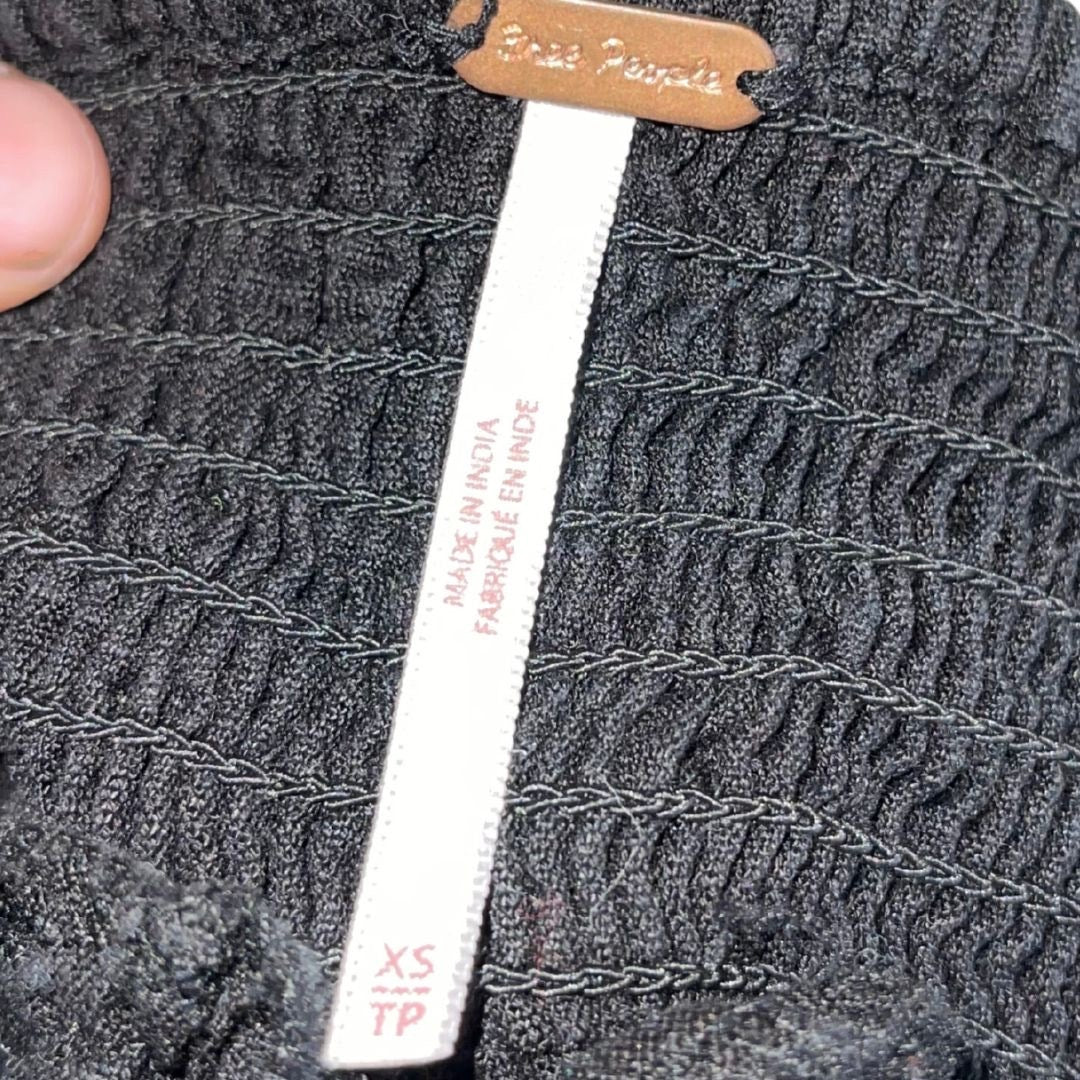 Free People Black Ruffle Tie Back Sleeveless Mini Dress SZ XS Flirty Fit & Flare