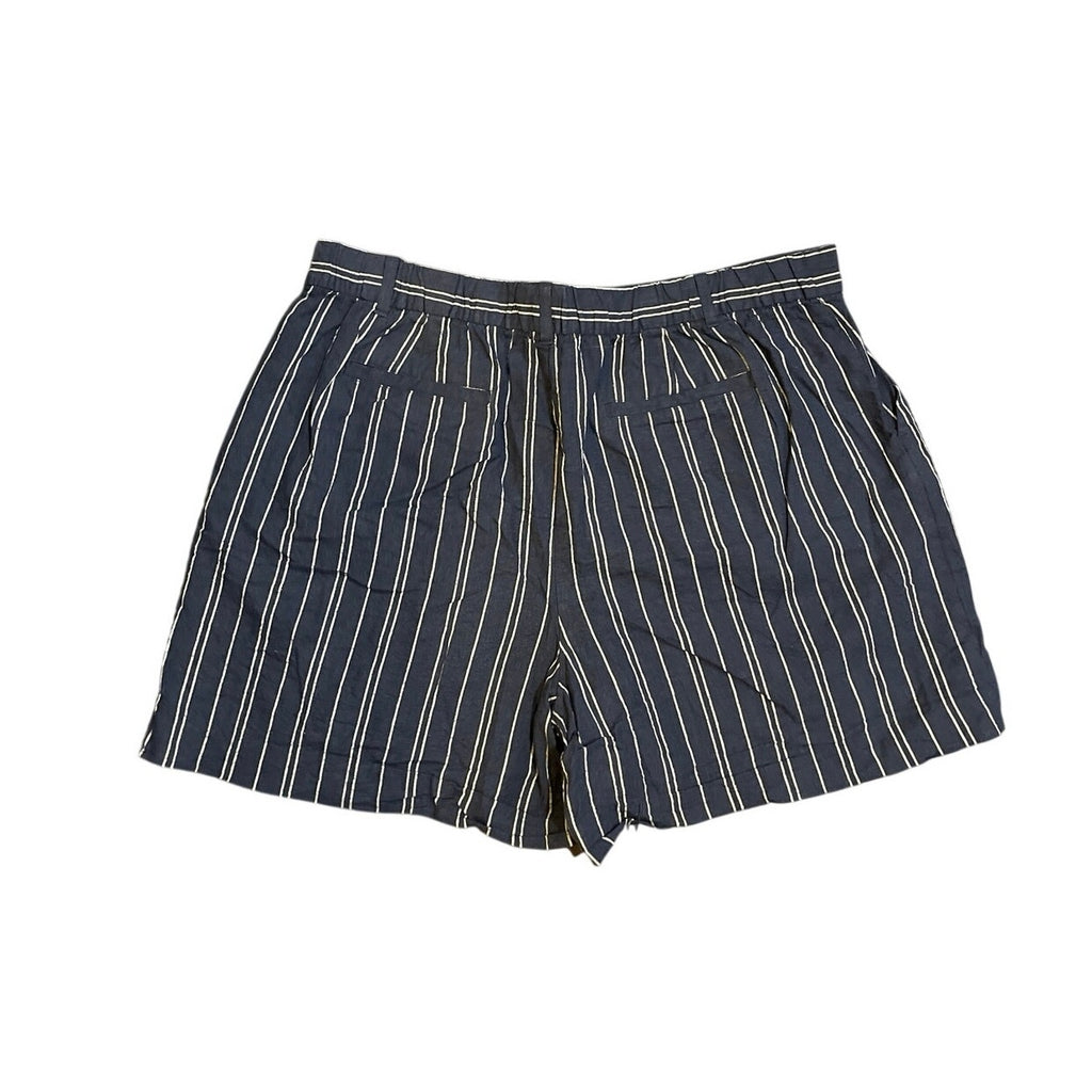 Time and True Striped Linen Blend Shorts XL 16-18 Nautical Coastal Casual Chic