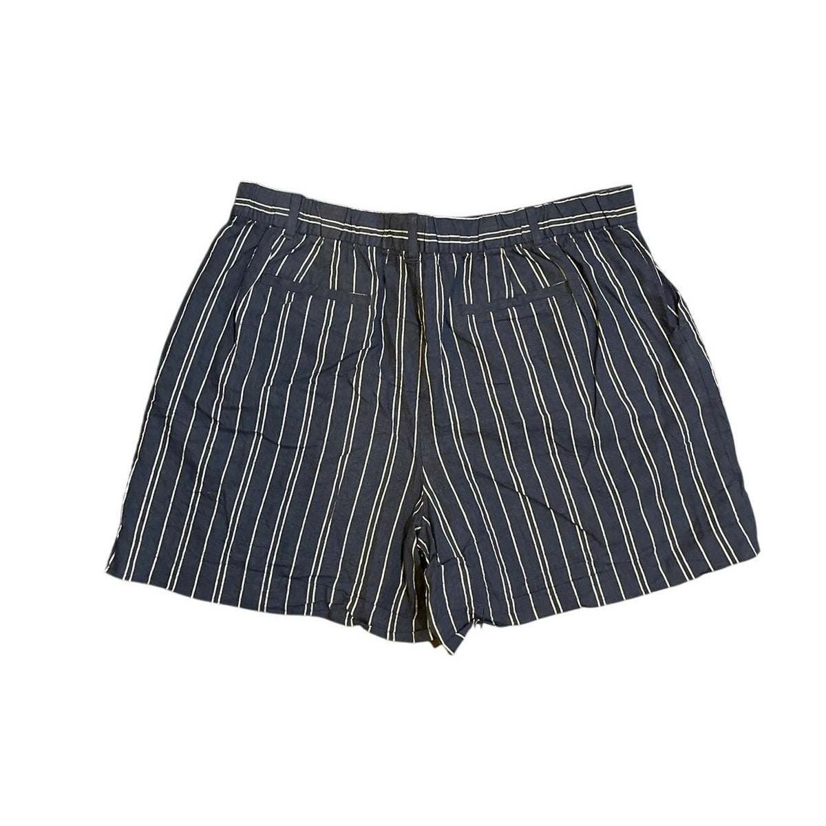 Time and True Striped Linen Blend Shorts XL 16-18 Nautical Coastal Casual Chic