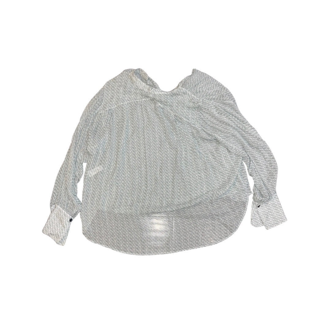 Rag & Bone Carly Chiffon Top Green Multi Blouse Size Large Chic Semi Sheer