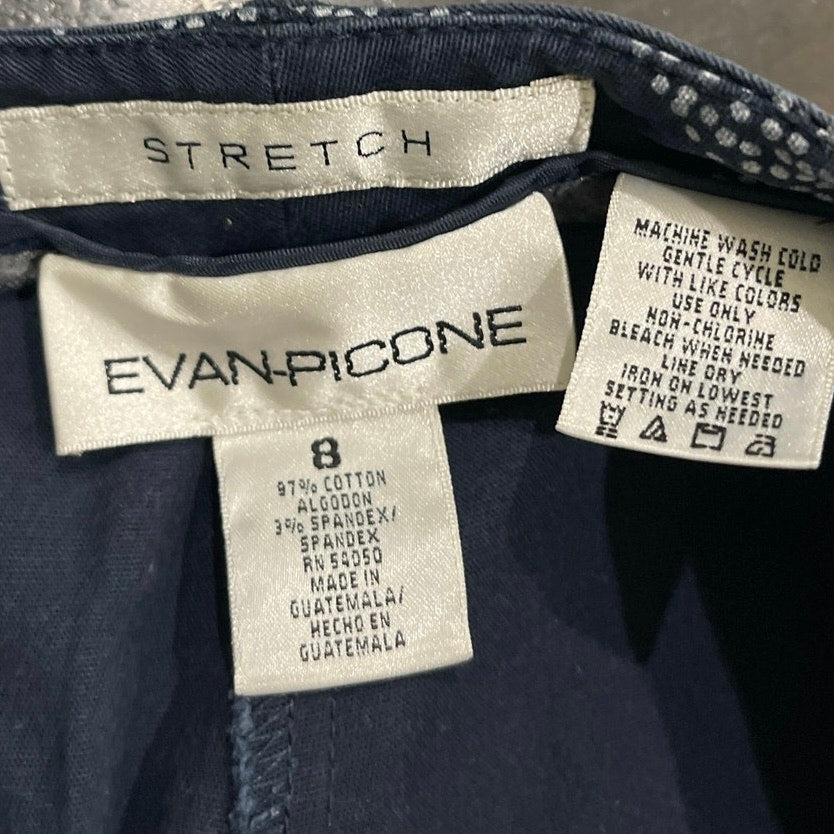 Evan-Picone Navy Blue Floral Stretch Capri Pants SZ 8 Resort Casual Wear