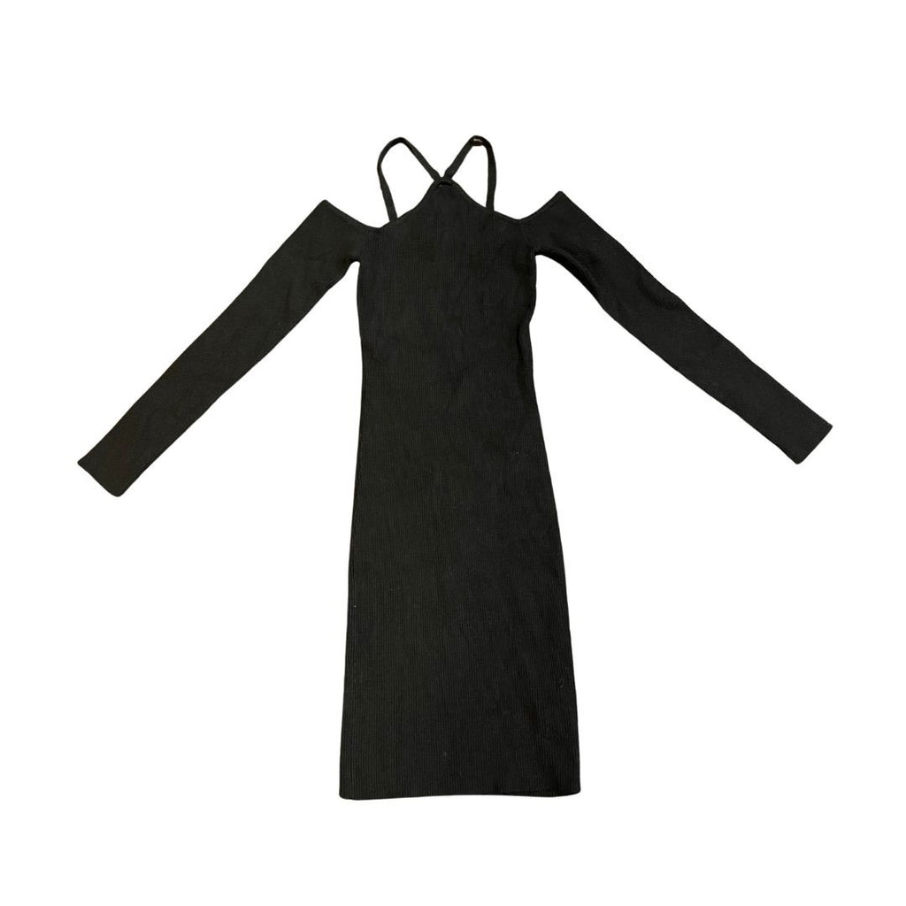 Urban Outfitters Cold Sleeve Halter Neck Ribbed Knit Dress Size Medium Bodycon