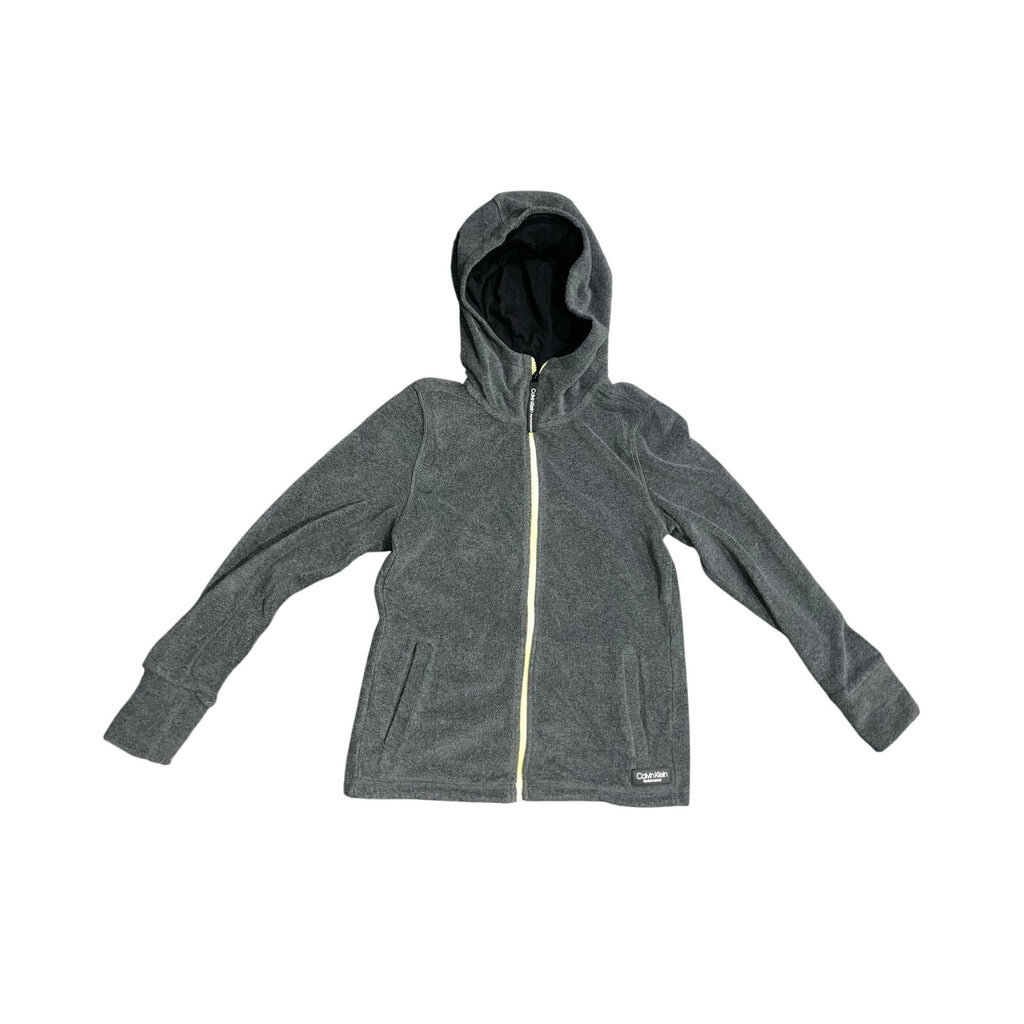 Calvin Klein Performance Fleece Hooded Zip up Mock Neck Jacket Gray Size XS
