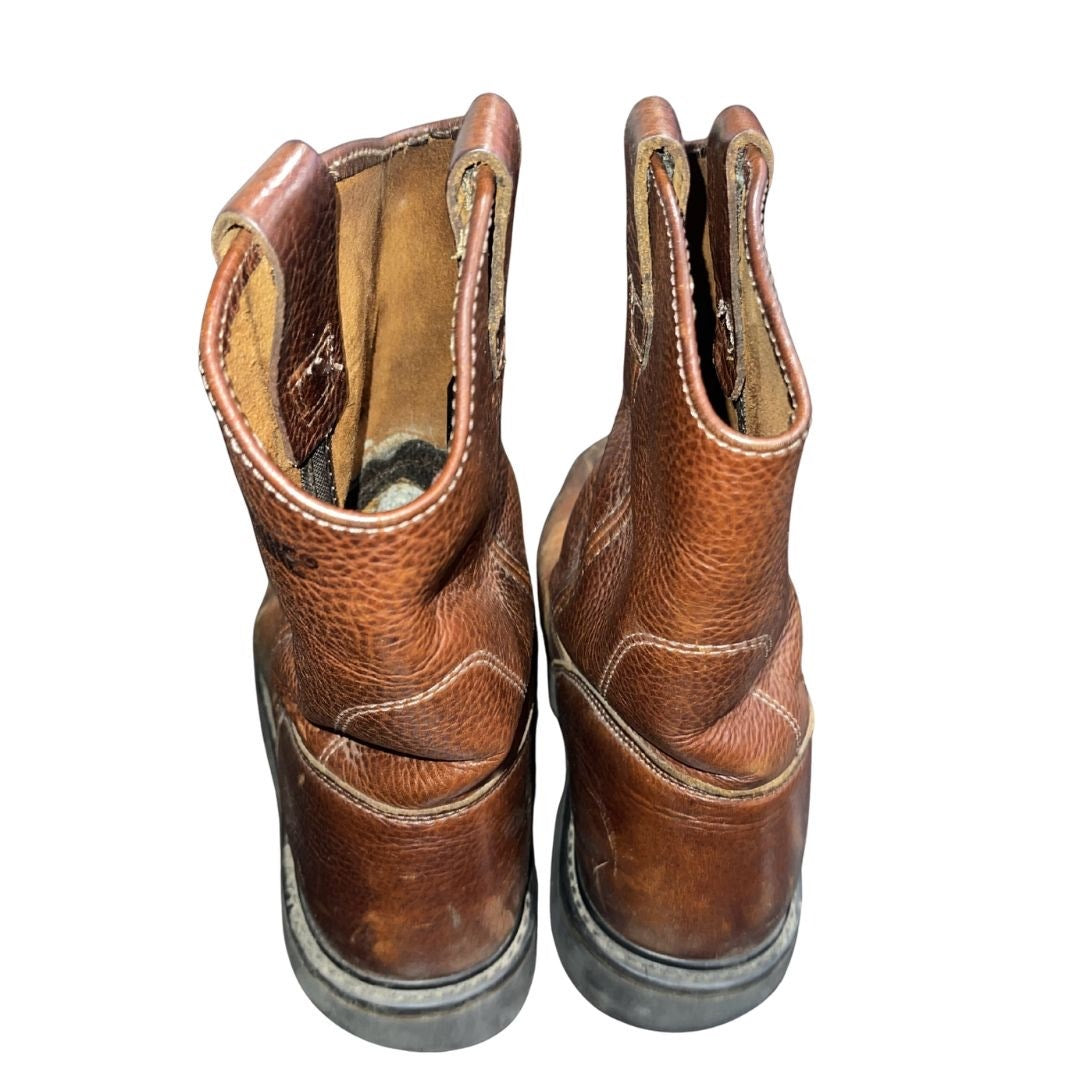 Wolverine Steel Toe Wellington Work Boots Brown Leather Slip On Size 11 Utility