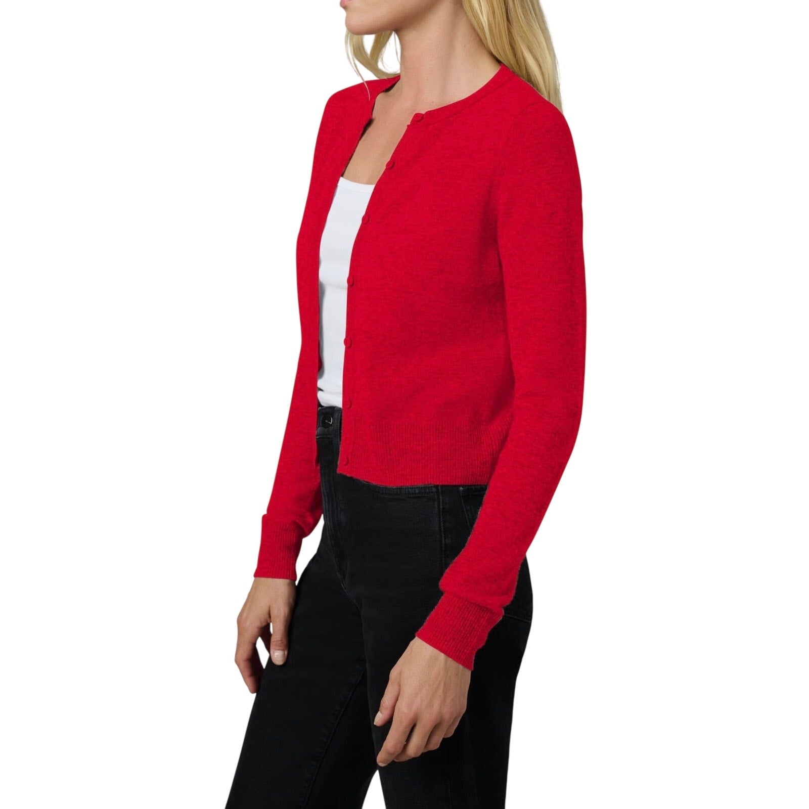 Joe's Jeans the Dani Cashmere Button Crop Cardigan Holiday Red Size Small Preppy