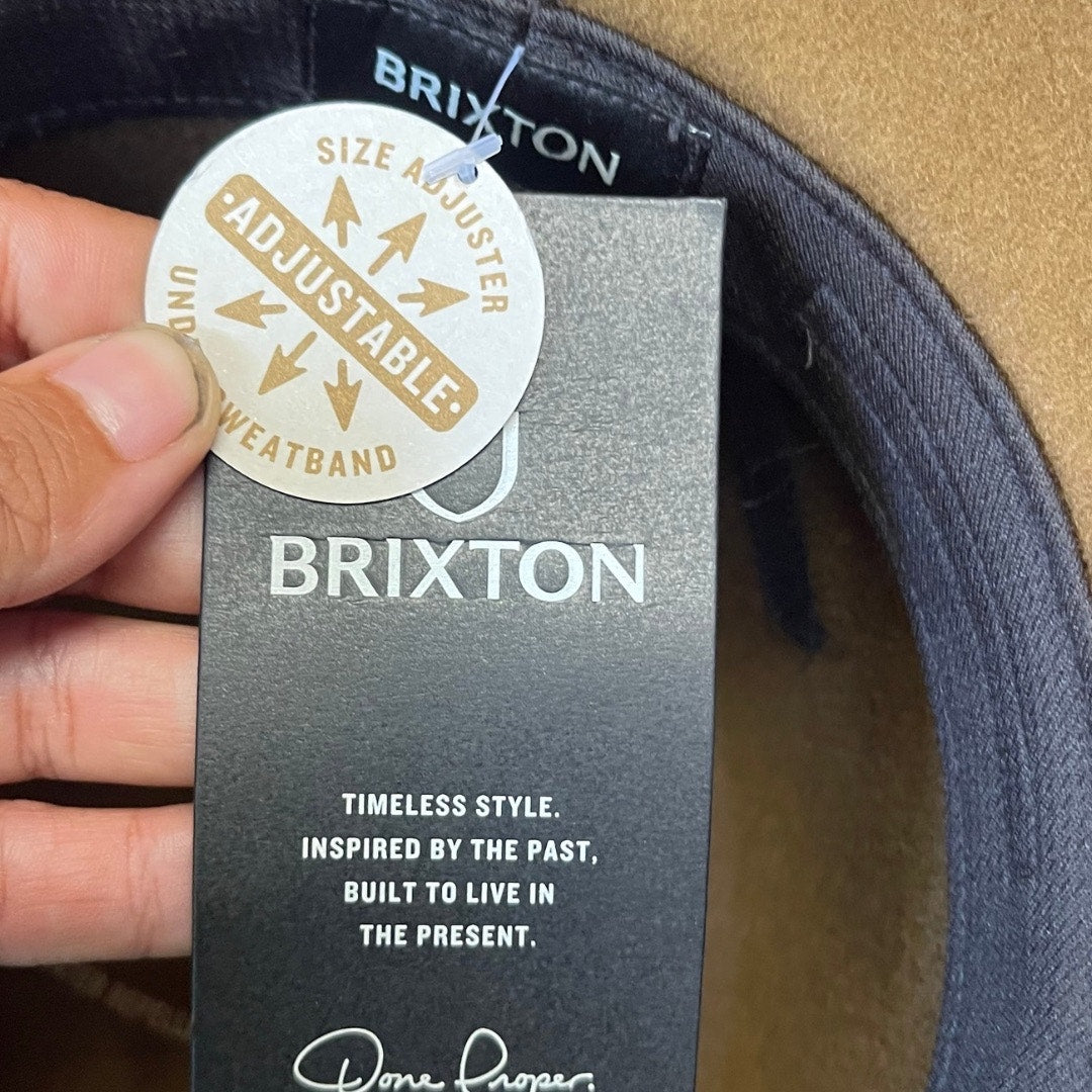 Brixton MESSER FEDORA Unisex Brown Felted Wool Faux Leather Band SZ L NWT Flaw