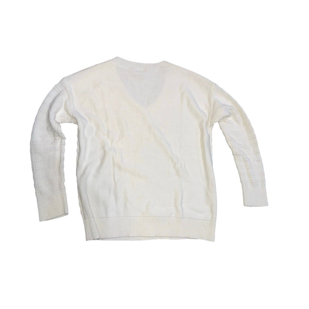 Ann Taylor Cream White V-neck Knit Sweater
