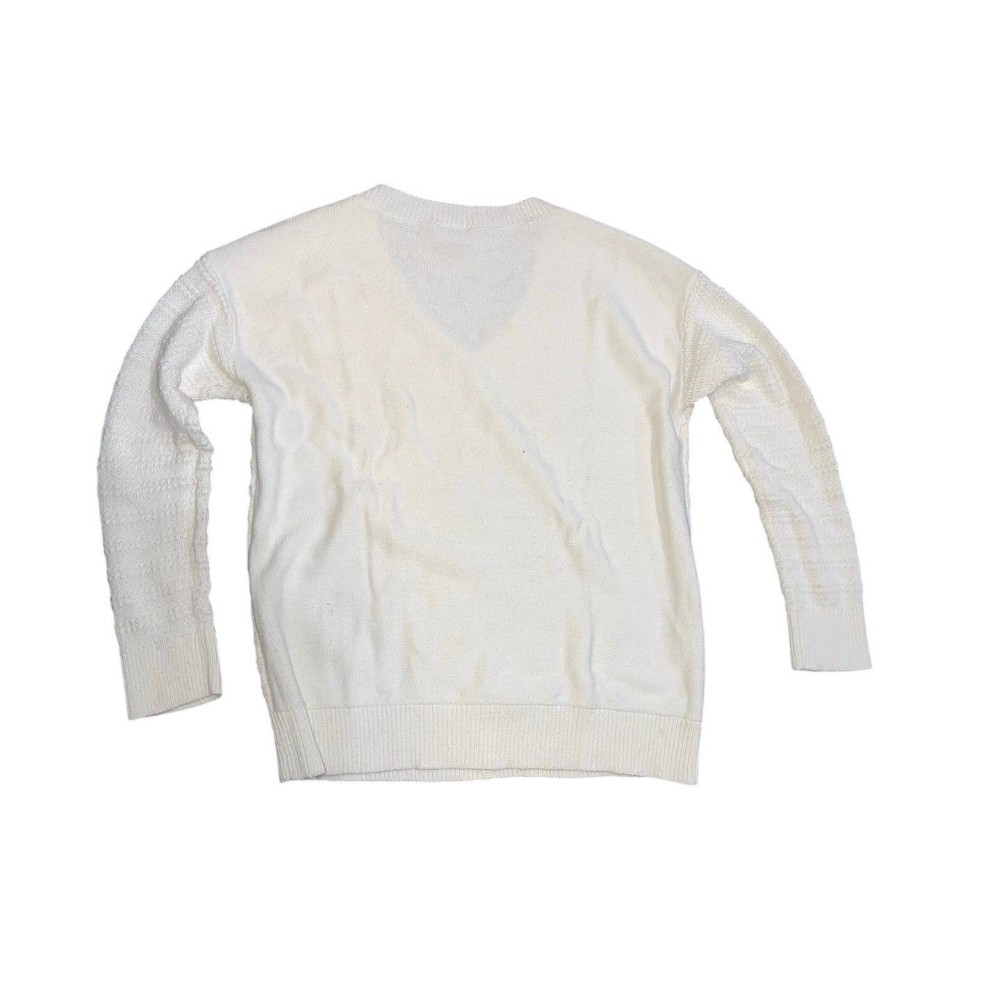 Ann Taylor Cream White V-neck Knit Sweater