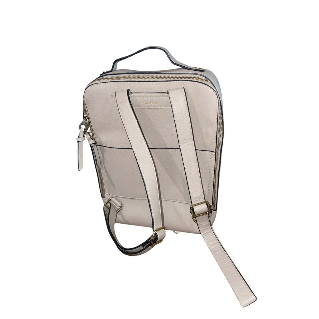 Calpak 15" Taupe Faux Leather Laptop Backpack Travel Carry on Luggage