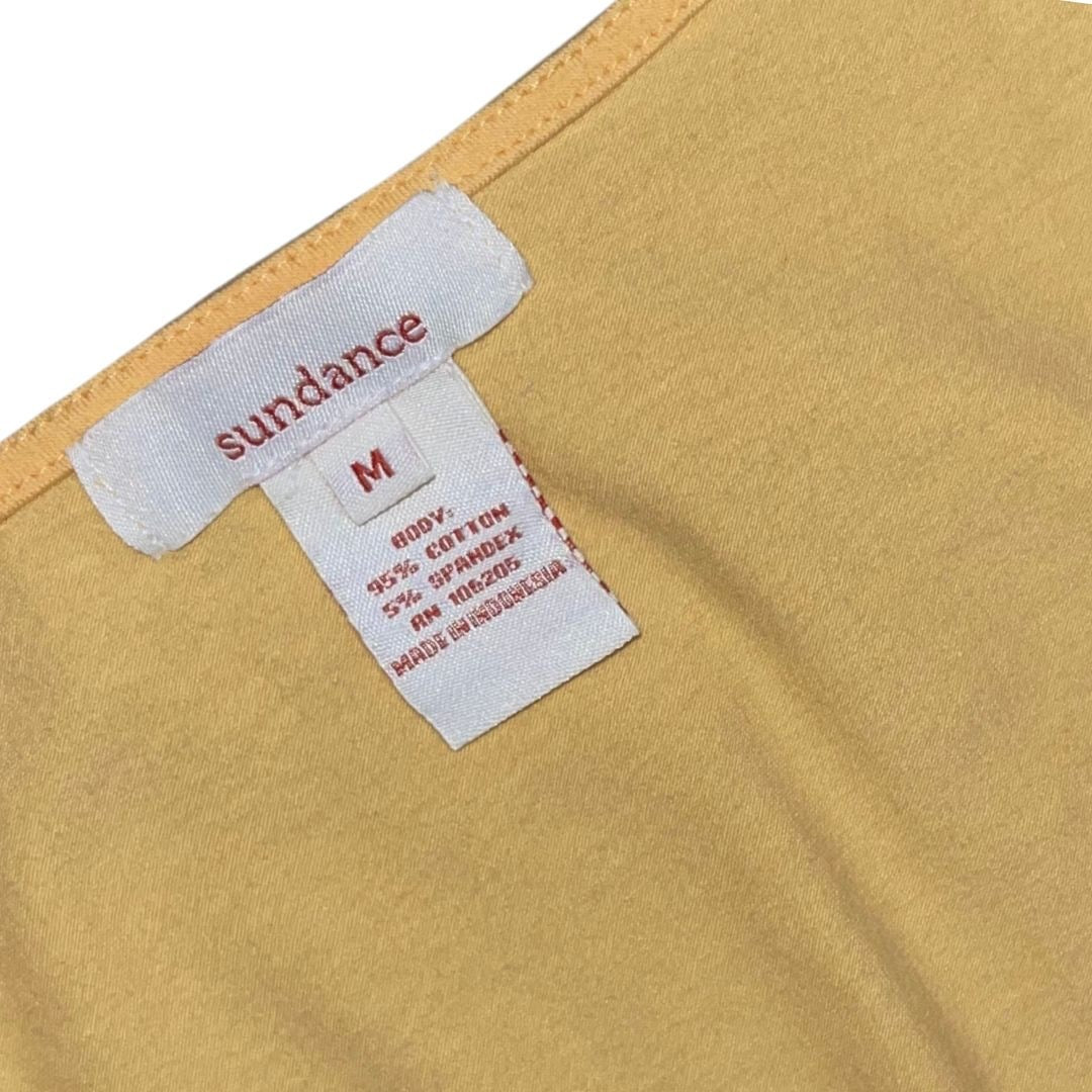 Sundance Yellow Ruched Tank Sleeveless Top V Neck Cotton Size Medium