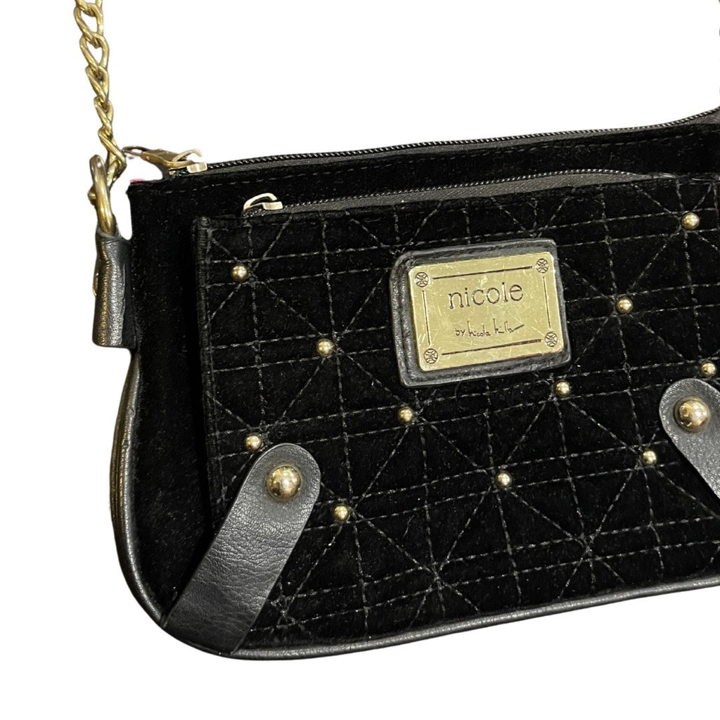 Nicole Miller Suzie Quilted Velvet Crossbody Bag Whimsical Evening Chic Party