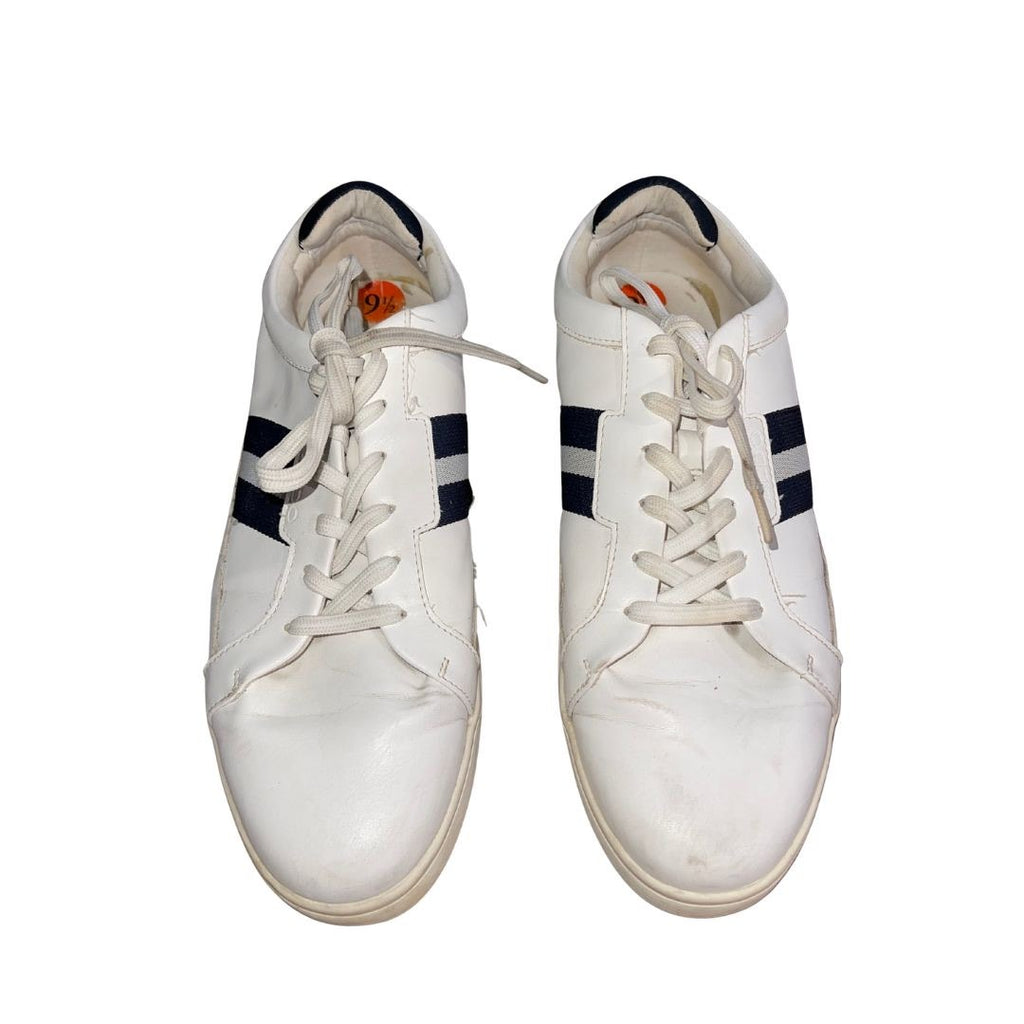 Aldo Men's White Navy Blue Striped Casual Sneakers Size 9.5